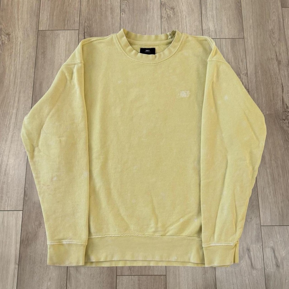 Obey Worldwide Yellow tie-dye wash Crewneck Sweatshirt Size: Small